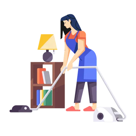 Girl doing Vacuum Cleaning  Illustration