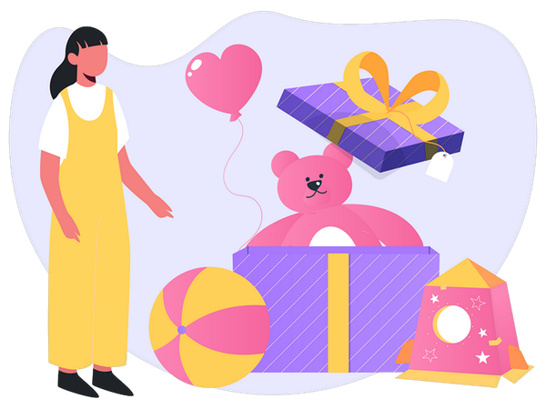 Girl donating toys for kids  Illustration