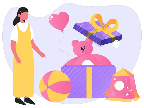 Girl donating toys for kids  Illustration