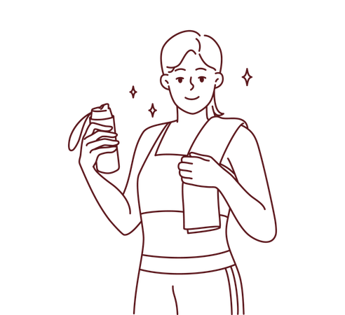 Girl drinking water after workout  Illustration