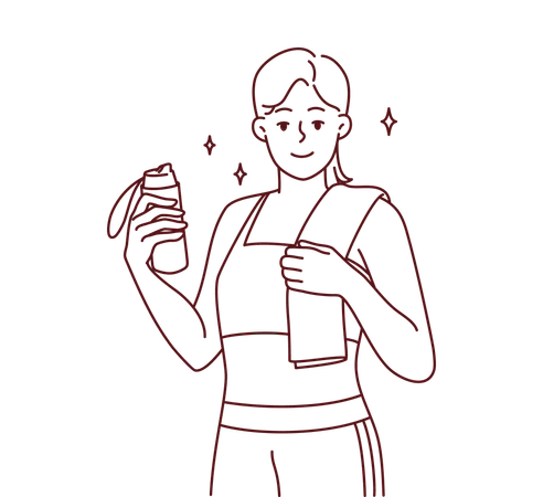 Girl drinking water after workout  Illustration