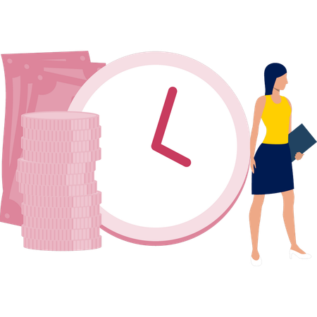 Girl earning faster from business  Illustration