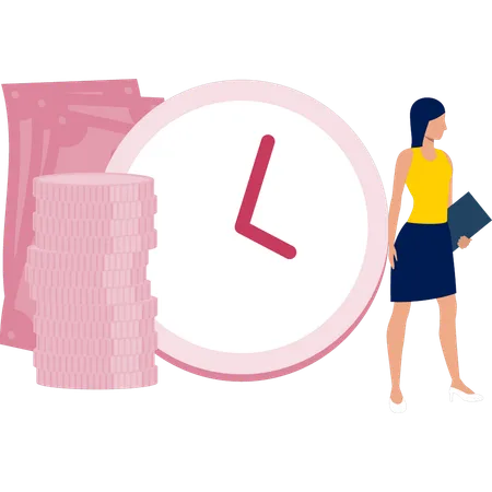 Girl earning faster from business  Illustration