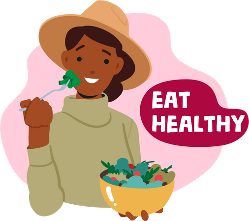 Girl eating healthy  Illustration