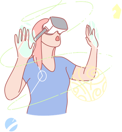 Girl enjoying meta world using vr glass  Illustration