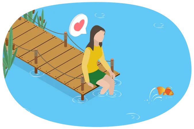 Girl Enjoying Summer  Illustration