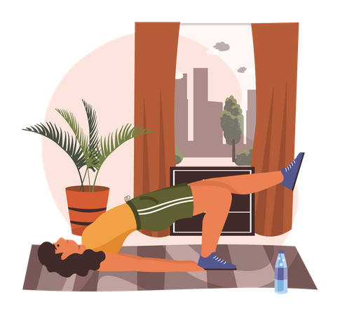 Girl exercising at home  Illustration