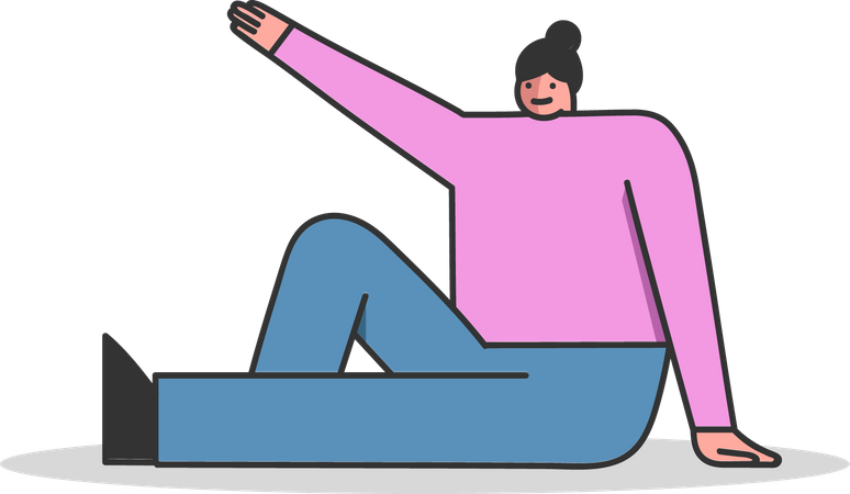 Girl Exercising Sitting On The Floor  Illustration