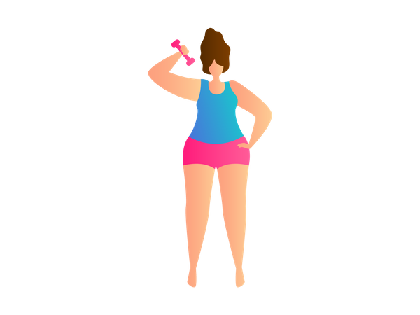 Girl exercising with dumbbell  Illustration