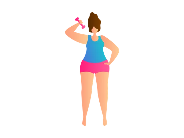 Girl exercising with dumbbell  Illustration