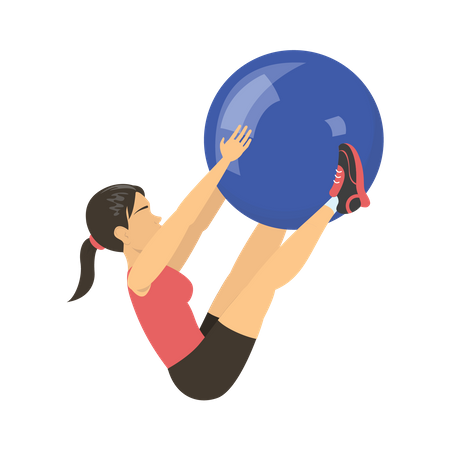 Girl exercising with gym ball  Illustration