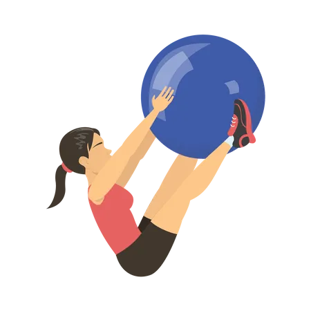 Girl exercising with gym ball  Illustration