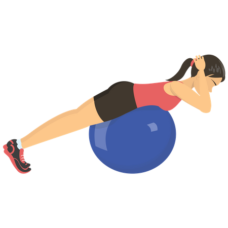 Girl exercising with gym ball  Illustration