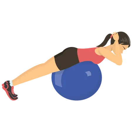 Girl exercising with gym ball  Illustration