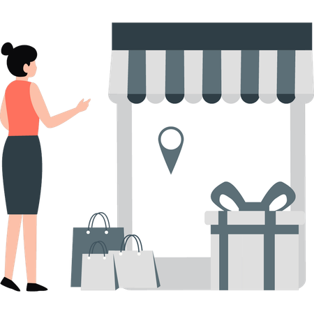 Girl finding retail shopping location  Illustration