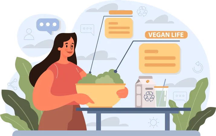 Girl following vegan life  Illustration