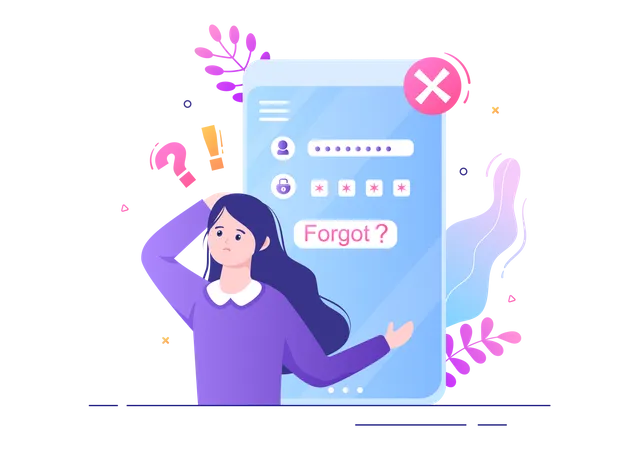 Girl forgot password  Illustration