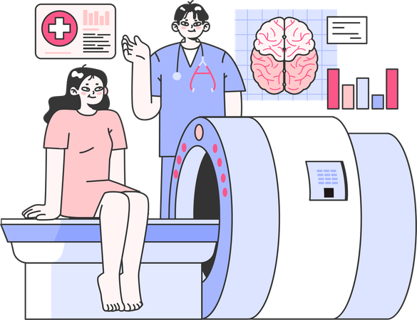 Girl get ready for mri scanning  Illustration