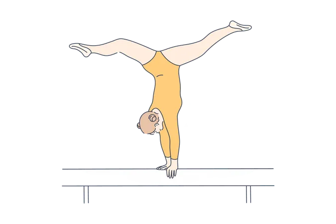 Girl gymnast hand standing  Illustration