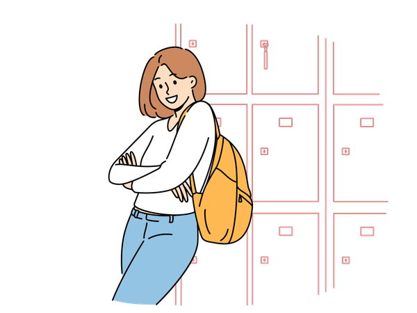 Girl have kept her confidential materials in student's locker room  Illustration