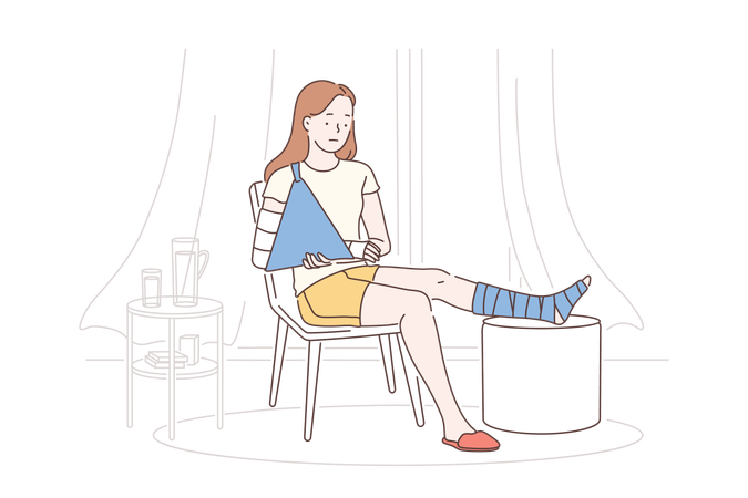 Girl have leg injury  Illustration