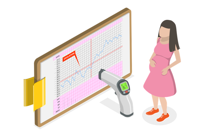 Girl having BBT Chart  Illustration