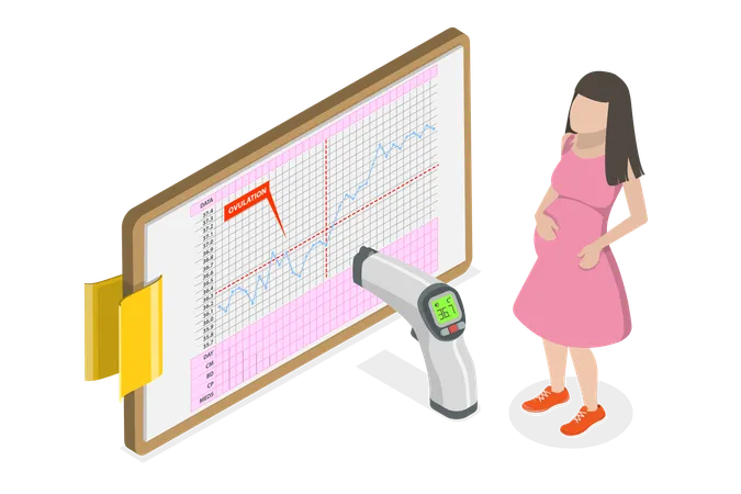 Girl having BBT Chart  Illustration