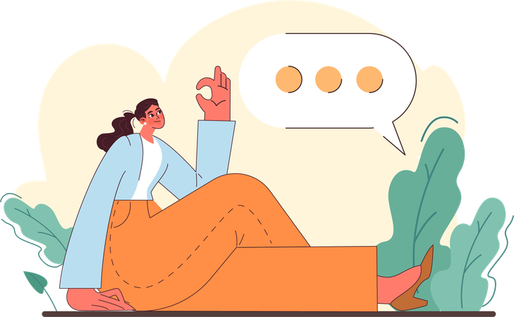 Girl having good communication skill  Illustration