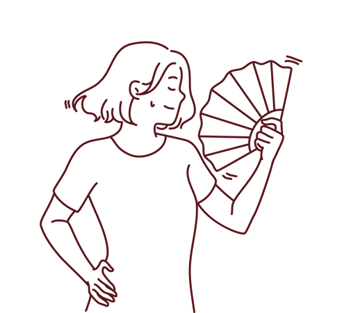 Girl holding chinese fan  Illustration