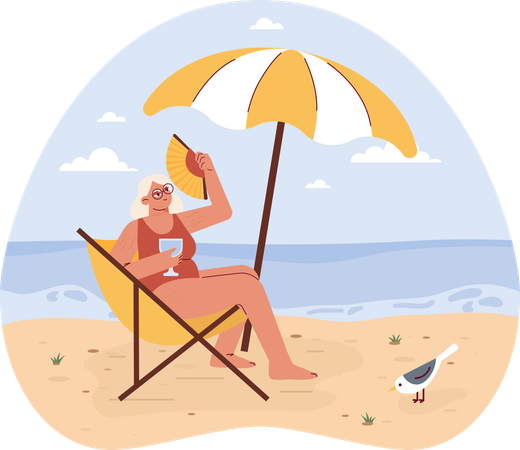 Girl holding juice glass while enjoying summer vacation  Illustration