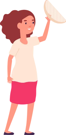 Girl holding reusable comb  Illustration