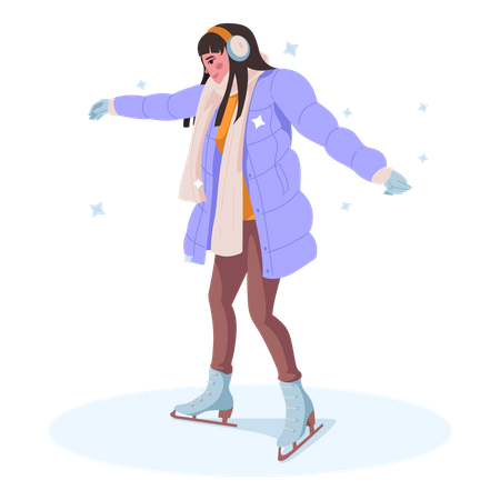 Girl ice skating  Illustration