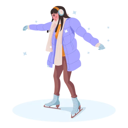 Girl ice skating  Illustration