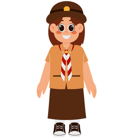 Girl In Scout Uniform And Hat  일러스트레이션