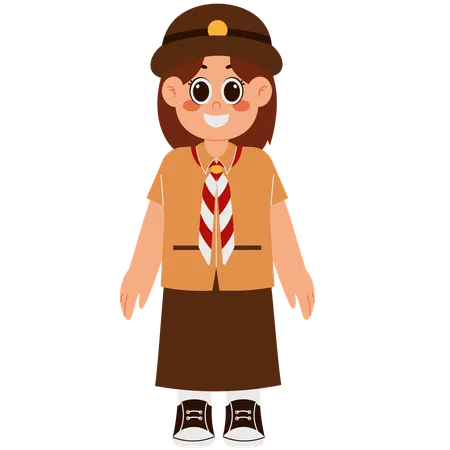 Girl In Scout Uniform And Hat  일러스트레이션