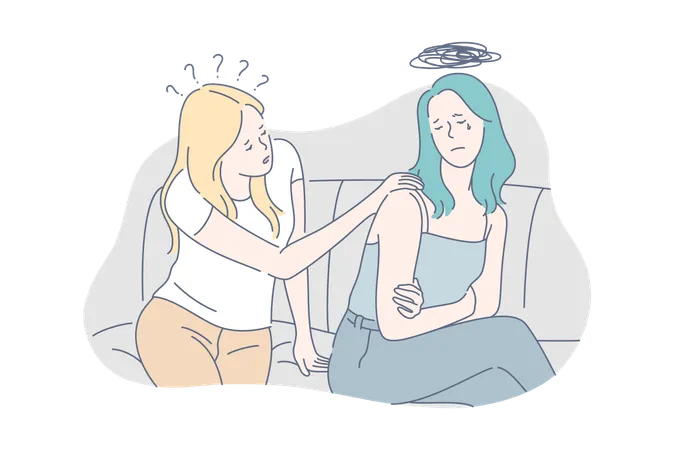 Girl is consoling her depressed friend  Illustration