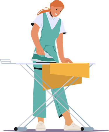 Girl is ironing clothes  Illustration