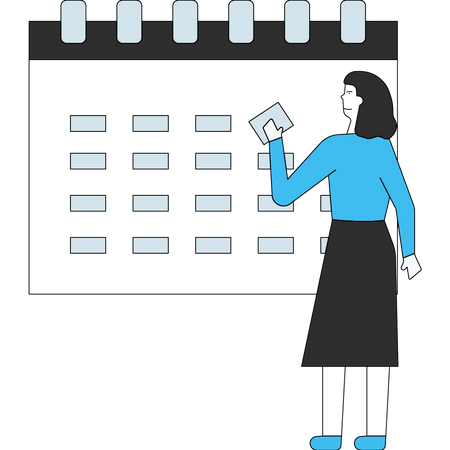 Girl is making an appointment on the calendar  Illustration