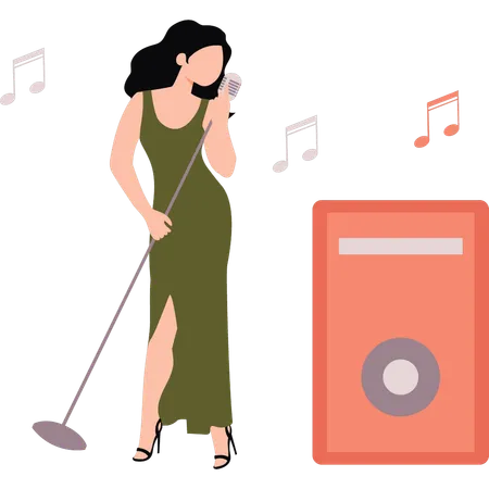 Girl is performing at music concert  Illustration