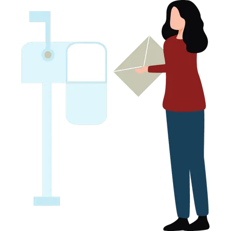 Girl is sending an email  Illustration