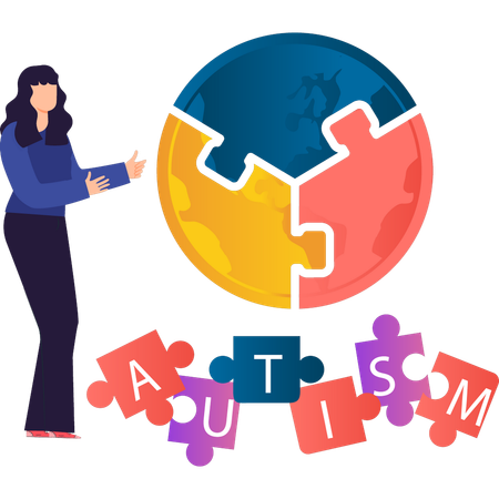 Girl is showing autism awareness to the world  Illustration