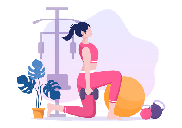 Girl lifting dumbbell  イラスト