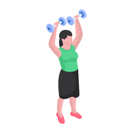 Girl lifting dumbbells  Illustration