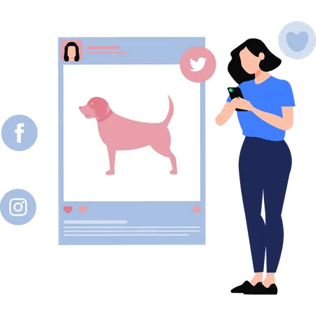 Girl likes dog image  Illustration