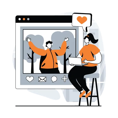 Girl likes social media post  Illustration