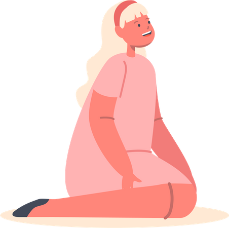 Girl listening while sitting on floor  Illustration