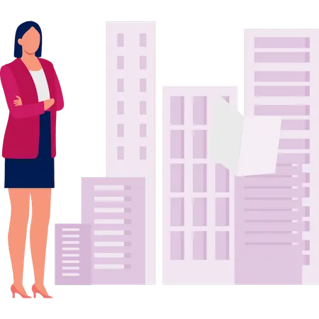 Girl looking at real estate  Illustration