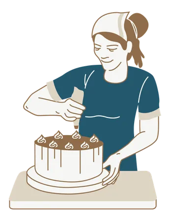 Girl making cake  Illustration