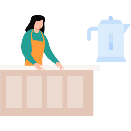 Girl making coffee  Illustration