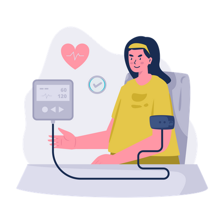 Girl Measuring blood pressure  Illustration